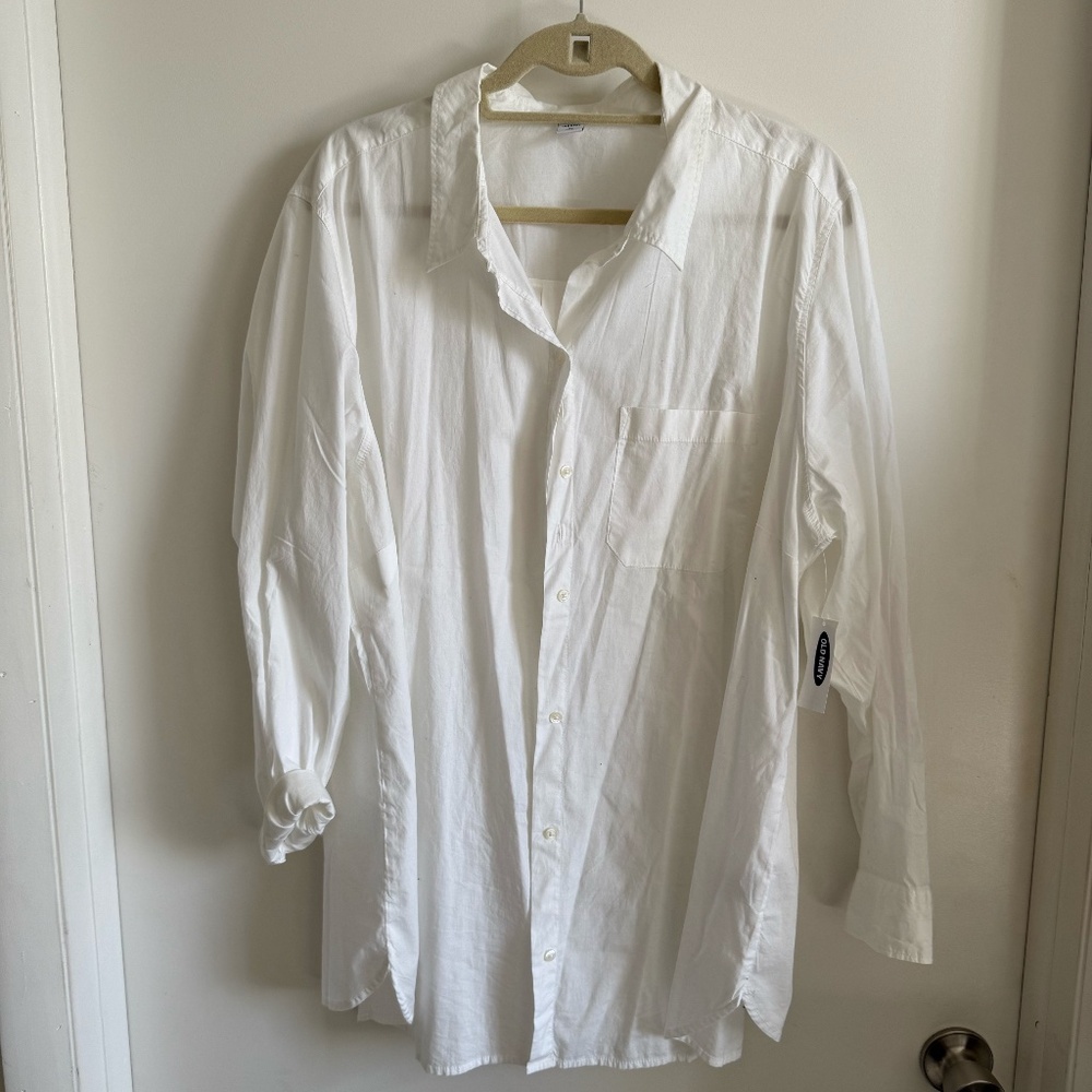 Plus Size White Button Down Shirt size 3XL